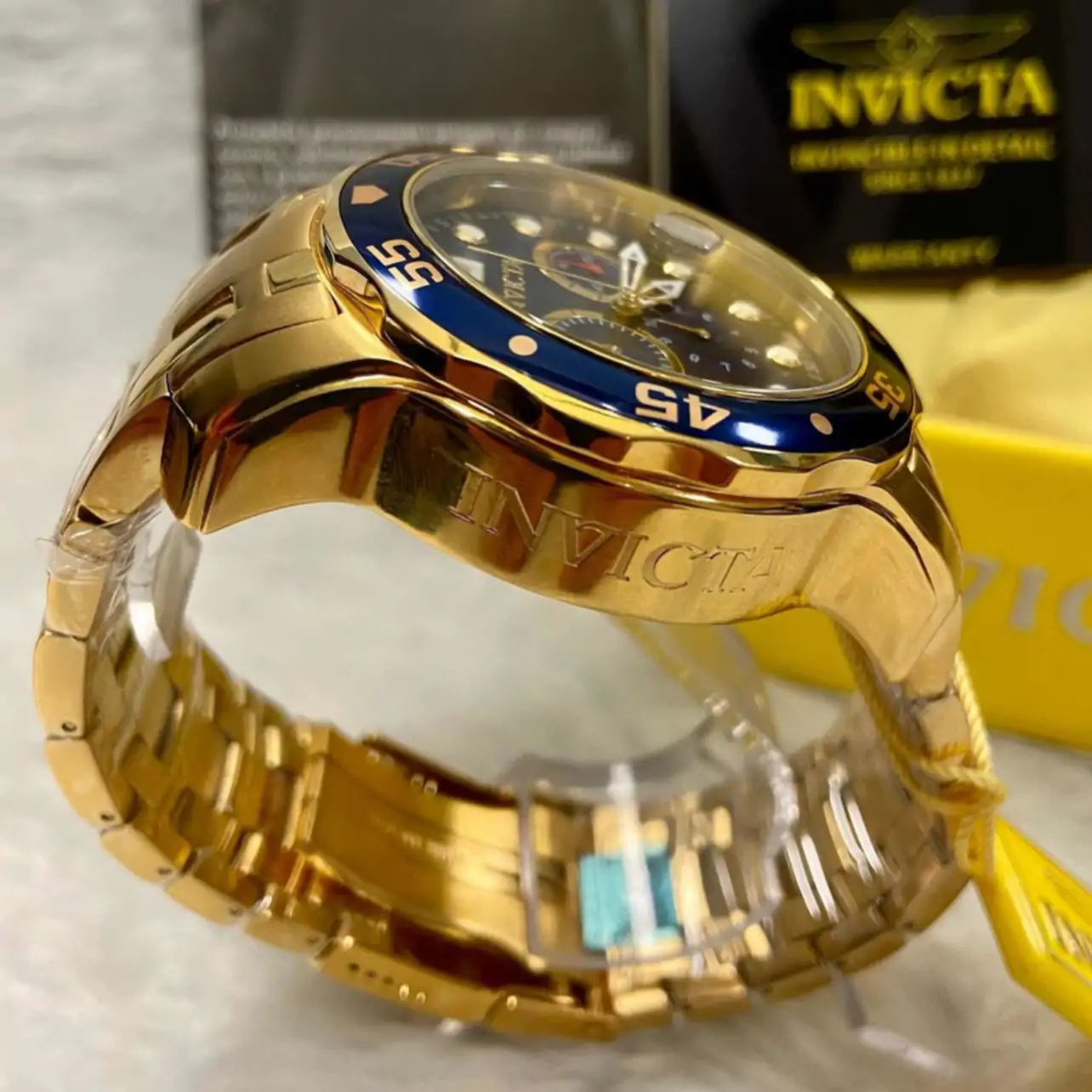 Relógio Invicta Pro Diver 0073 Dourado com Mostrador Azul - Image 5