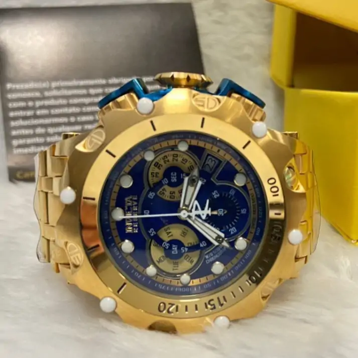 Relógio Invicta Reserve Venom 27791 – Dourado com Mostrador Azul - Image 4