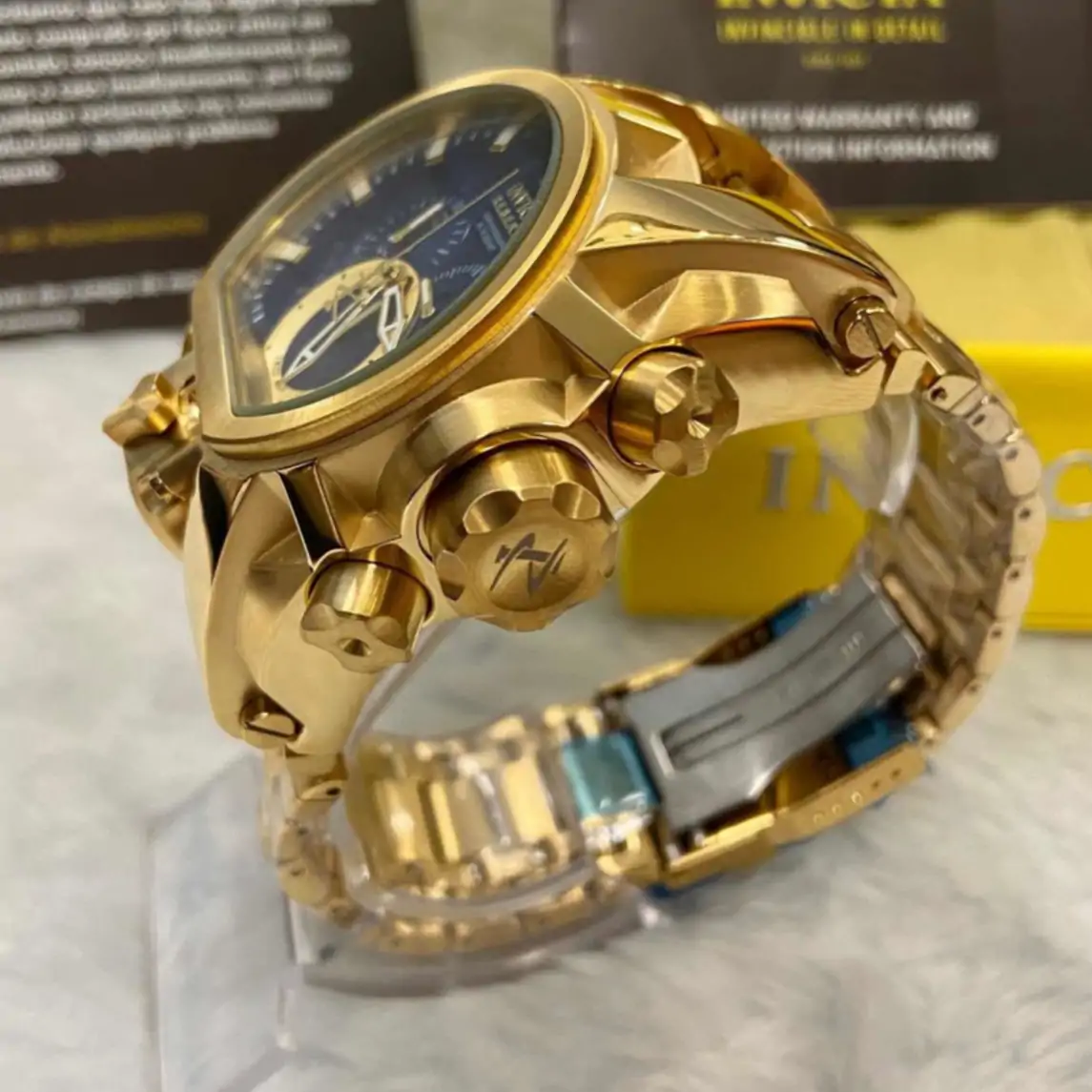 Relógio Invicta Reserve Zeus 25209 – Dourado com Mostrador Azul - Image 4