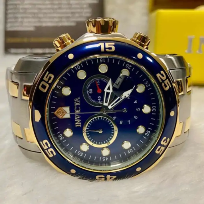 Relógio Invicta Pro Diver 0077 Chronograph Bicolor Azul/Dourado - Image 2