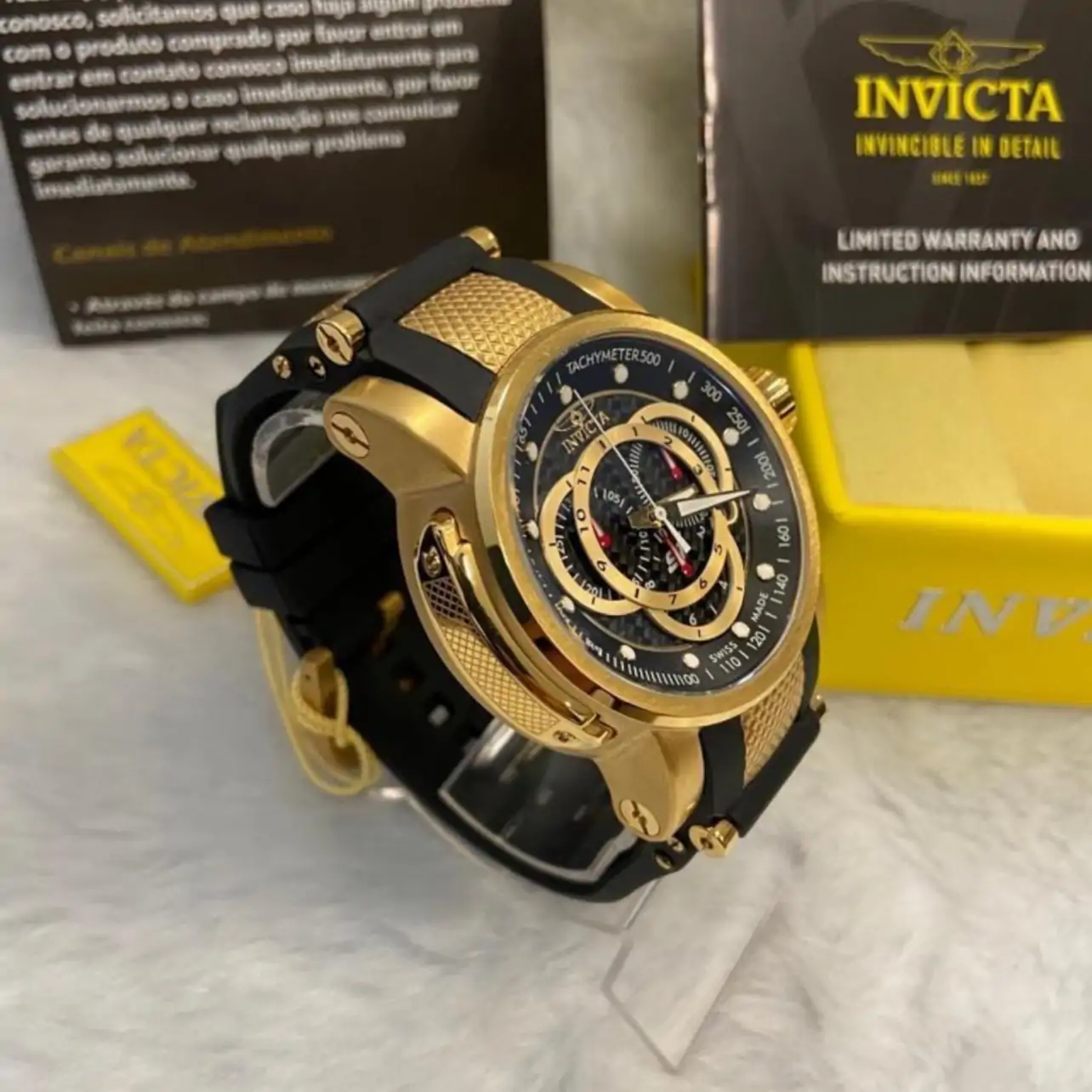 Relógio Invicta S1 Rally 0896 Dourado com Pulseira Preta de Silicone - Image 3