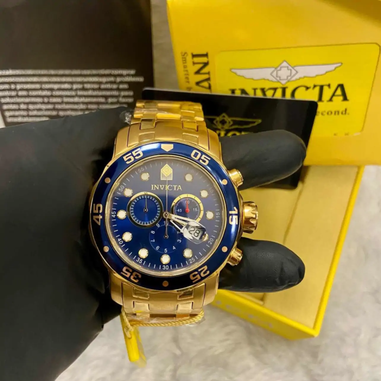 Relógio Invicta Pro Diver 0073 Dourado com Mostrador Azul - Image 3